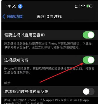 禄劝苹果14维修网点分享iPhone14注视感知功能有什么用 